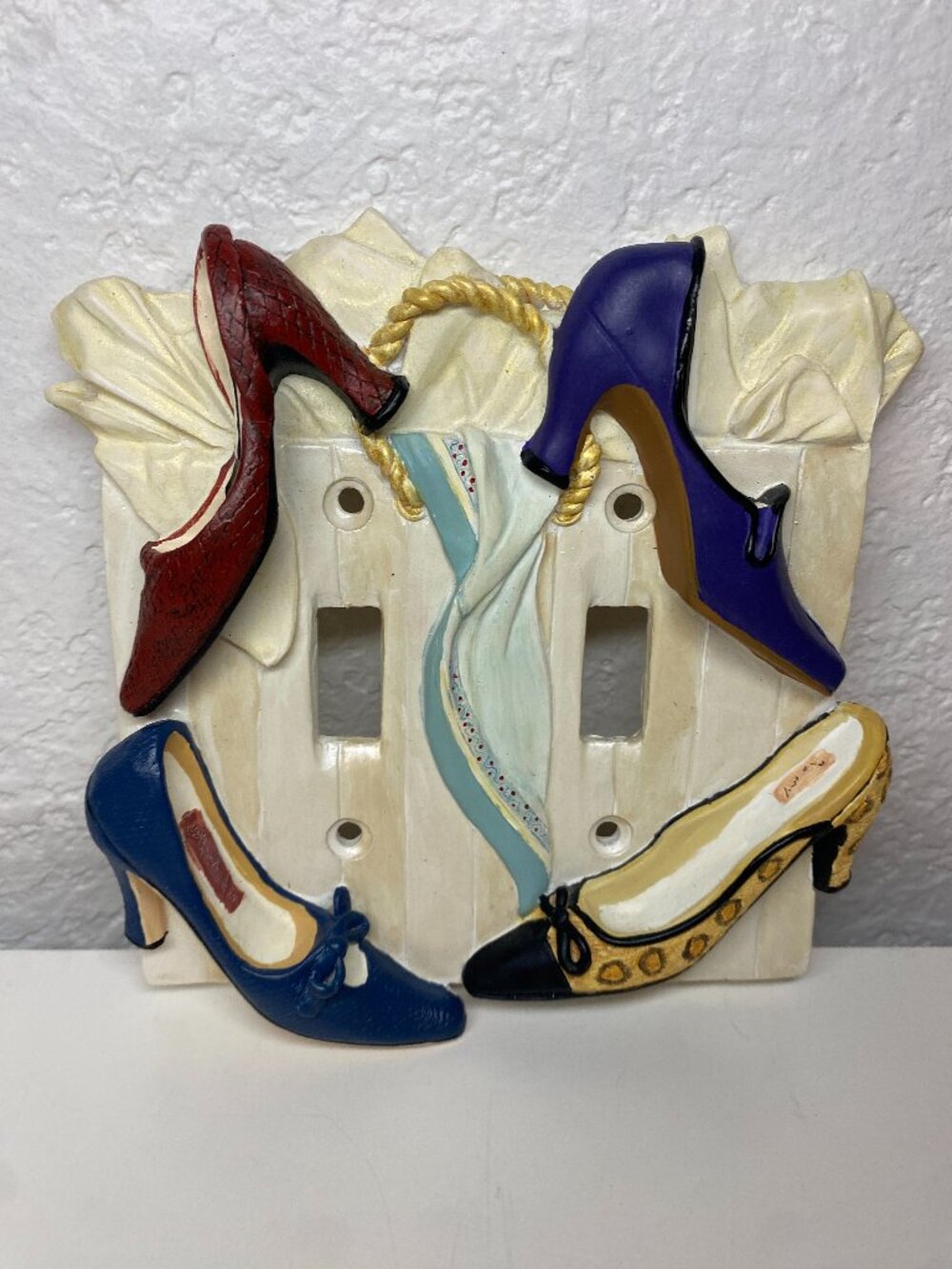 Decorative Resin Double Toggle Light Switch Plate Cover High Heel Shoes 3D